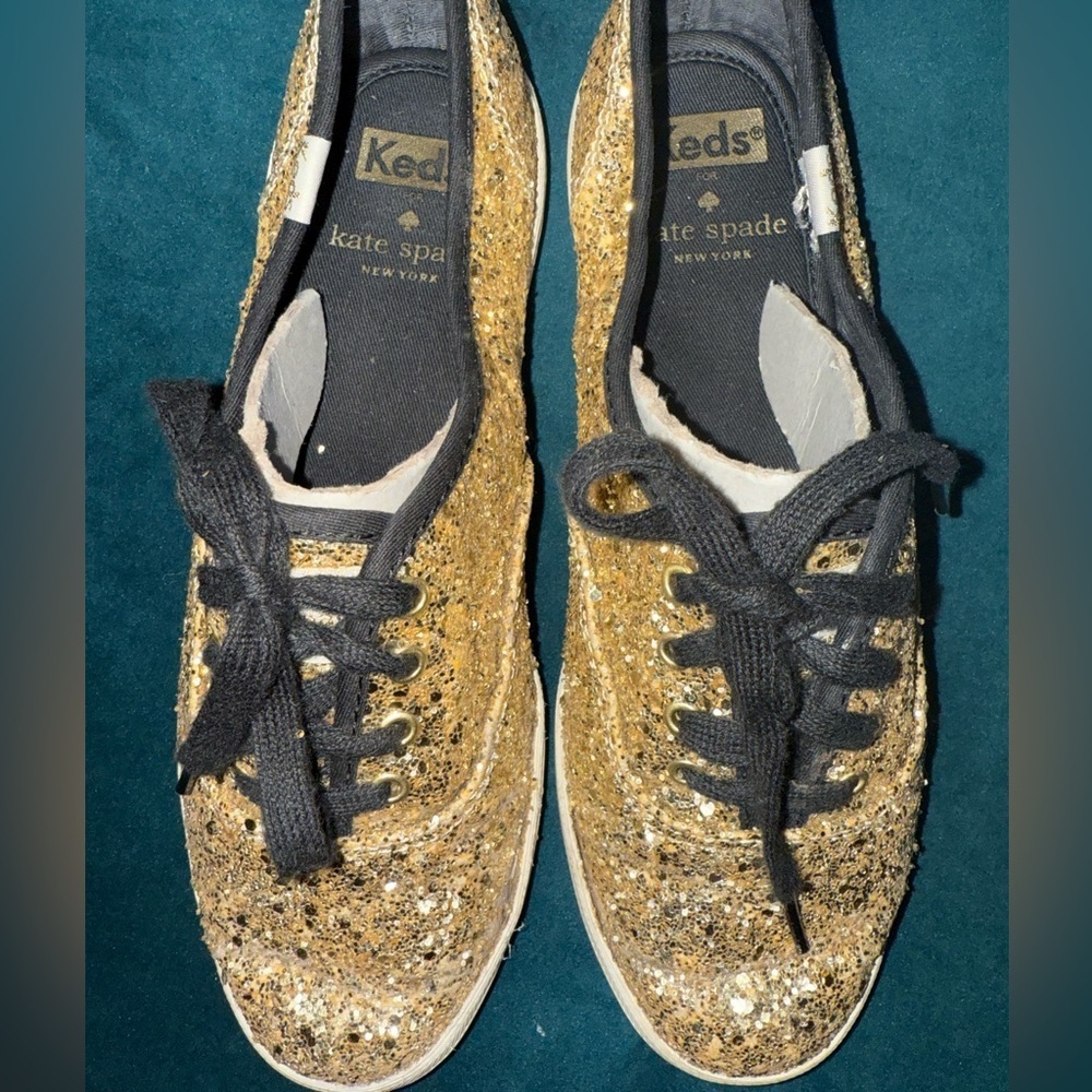 Kate Spade X Keds- Gold Glitter Women's Sneakers - Picture 2 of 6